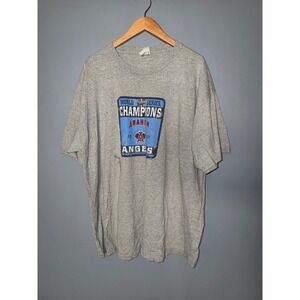 Vintage 2002 World Series Champions Anaheim Angels T Shirt Tee Gray Mens 2XL